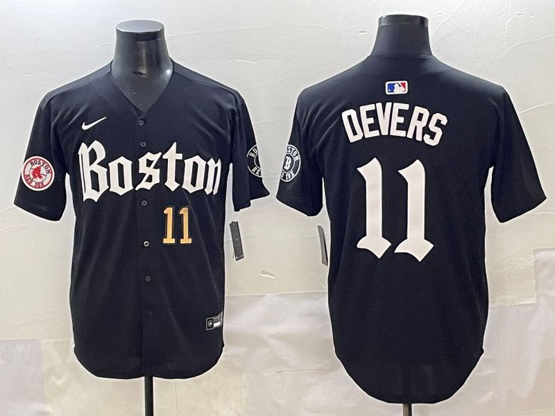 Men 2025 Boston Red Sox #11 Devers Black Five generations Joint Name Nike MLB Jersey style 6->boston red sox->MLB Jersey